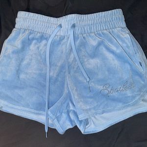 embroidered baby blue shorts
